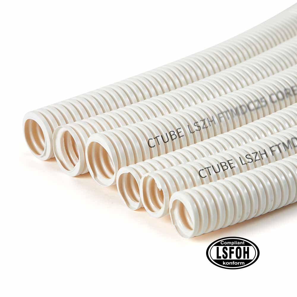 Low-Smoke Halogen-Free Flexible Electrical Conduit Pipe White 1 lszh white corrugated conduit pipe