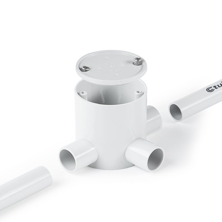 Low-Smoke Halogen-Free Electrical Conduit Junction Box 3 grey junction box showing