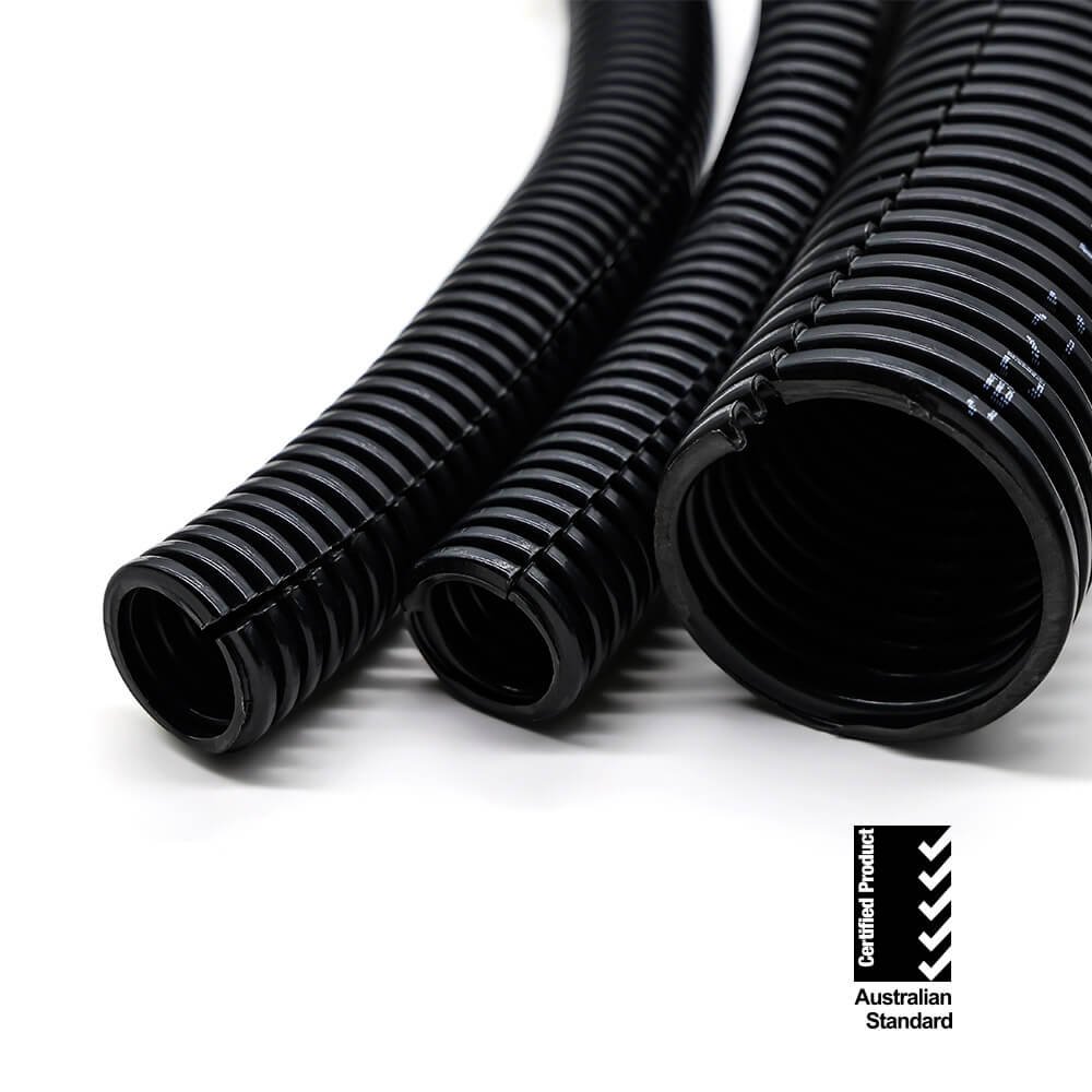 AS/NZS 2053 Split Corrugated PVC Electrical Conduit Pipe Black 1 split flexible conduit